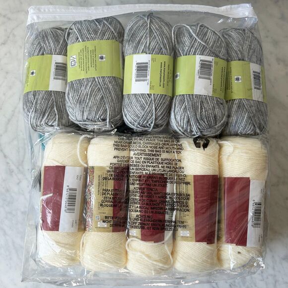 Mary Maxim Spiked Granny Blanket Crochet Kit - Grey Teal Natural Yarn 49 x 58 - Picture 4 of 4